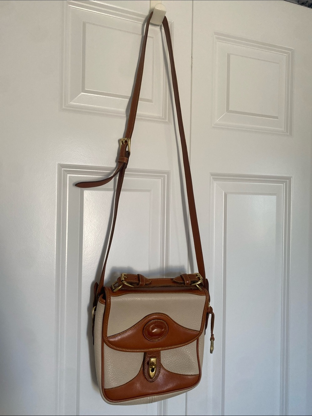 Dooney & Bourke Cream and Brown Leather Crossbody - Picture 3 of 7